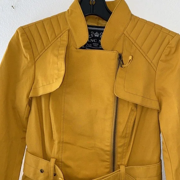 Blanc Noir Multi Zippered Pockets Belted Trench Coat Womens Cotton Blends SZ S - Picture 2 of 14